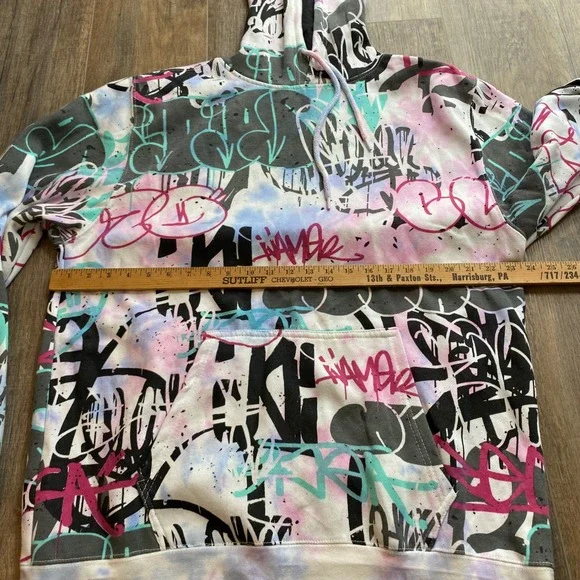 Massive Men's Pullover Hoodie Multicolor XL Graphic Print Hooded Kangaroo Pocket - Picture 5 of 6